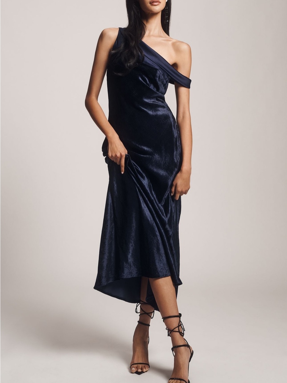 Bl-nk Florence Off-shoulder Navy Maxi Dress